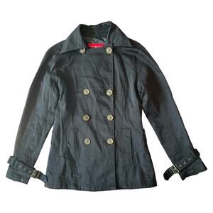 Ems Black Collared Long Sleeve Coat, S